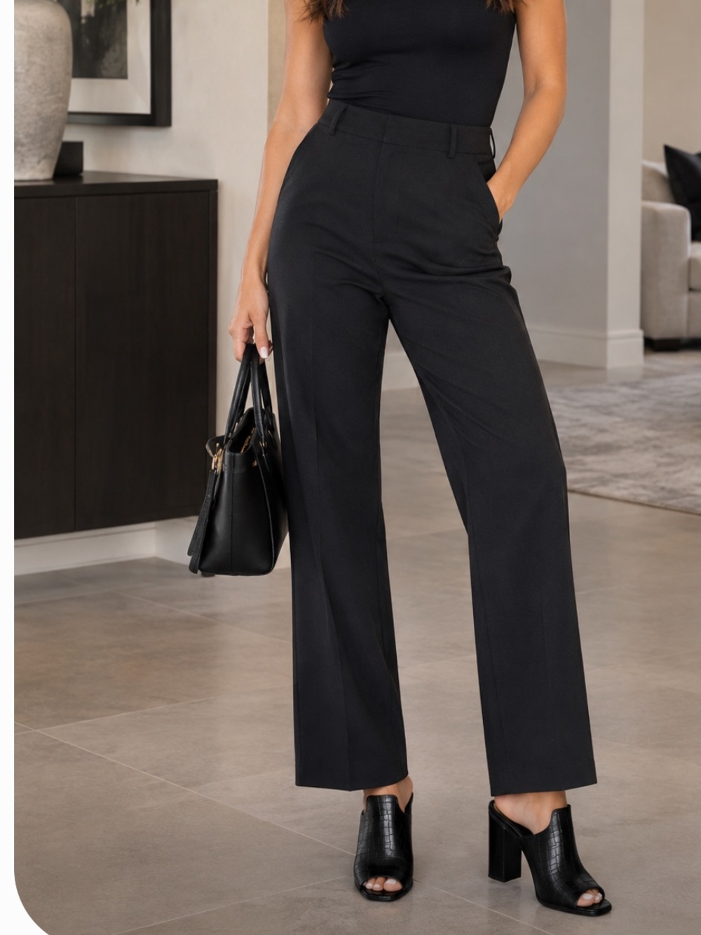 Seven7 Black Croc-Embossed Heels
